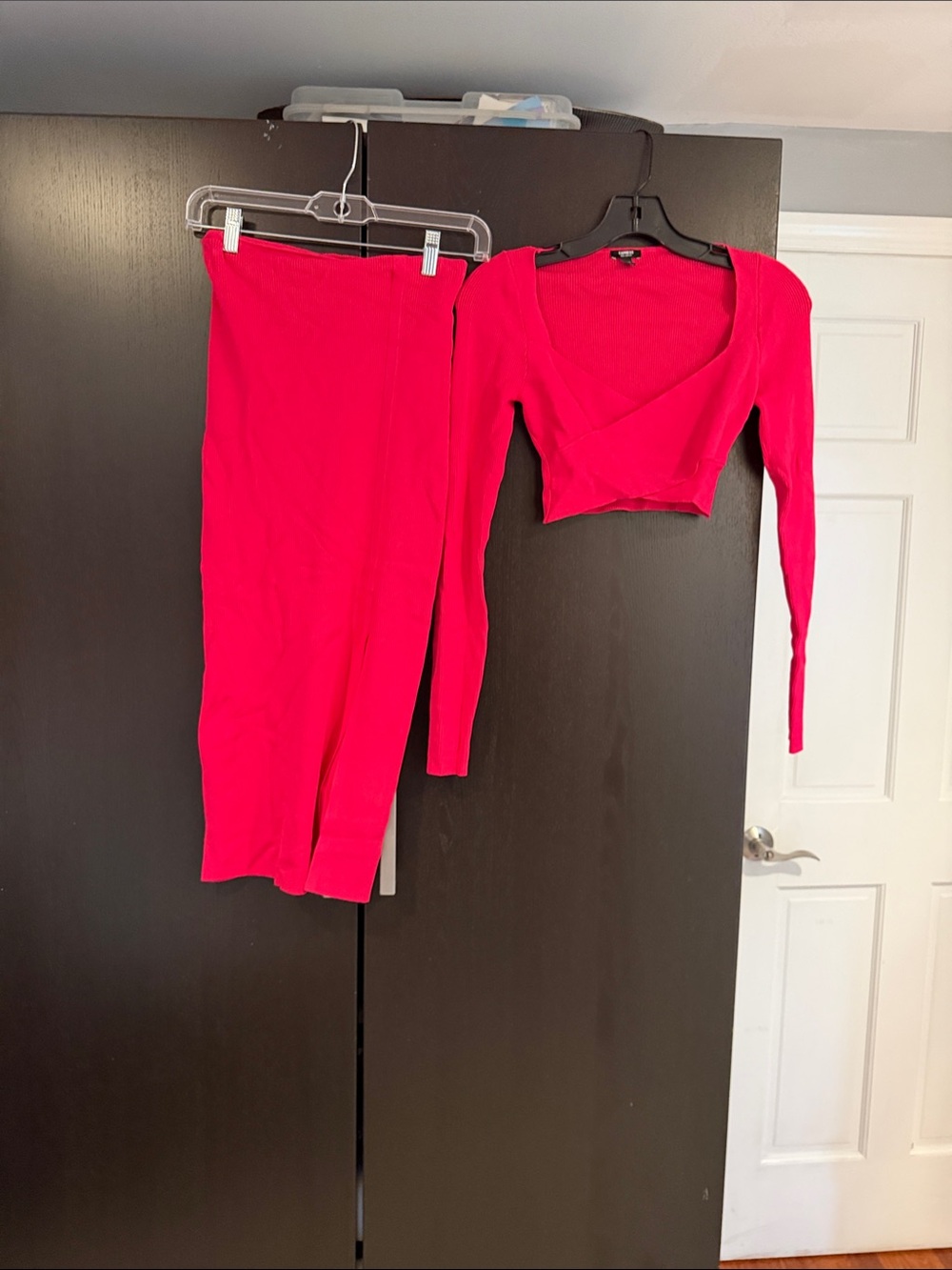 Express Vibrant Hot Pink Knit Midi Skirt